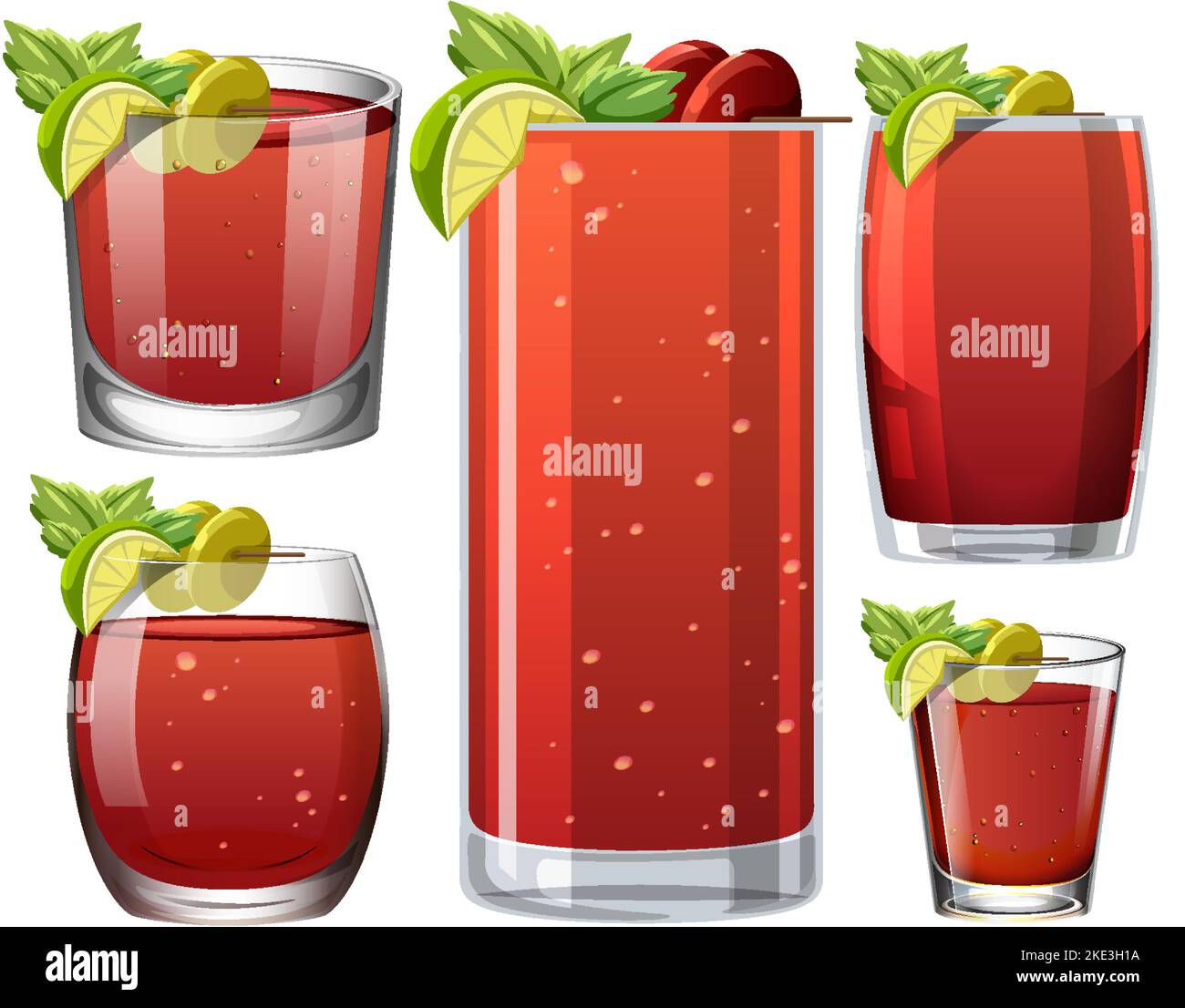 Verre d'illustration isolée Bloody mary cocktail Illustration de Vecteur