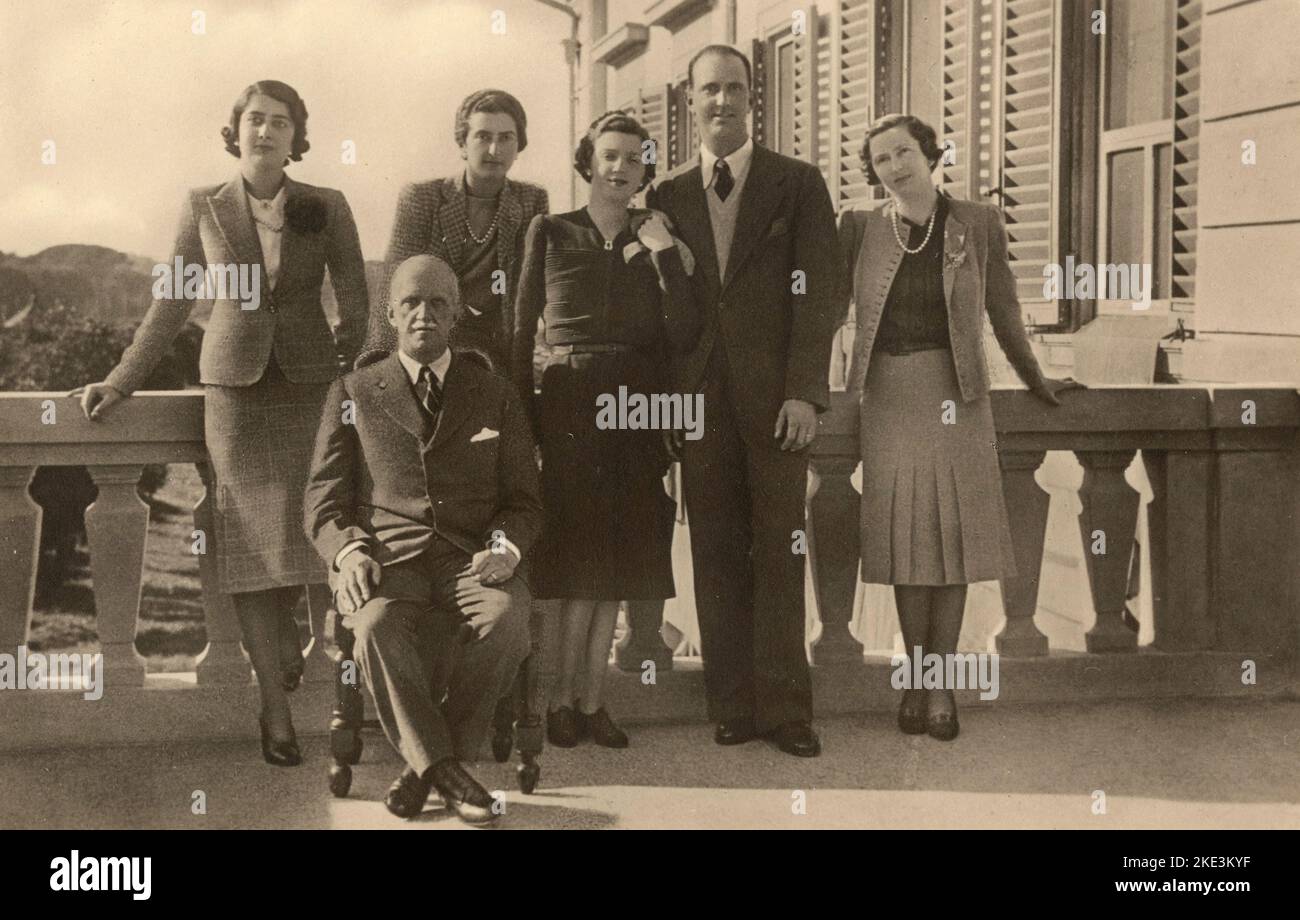 Le roi italien Vittorio Emanuele III Savoy et le prince royal et princesses, Rossore, Italie 1939 Banque D'Images
