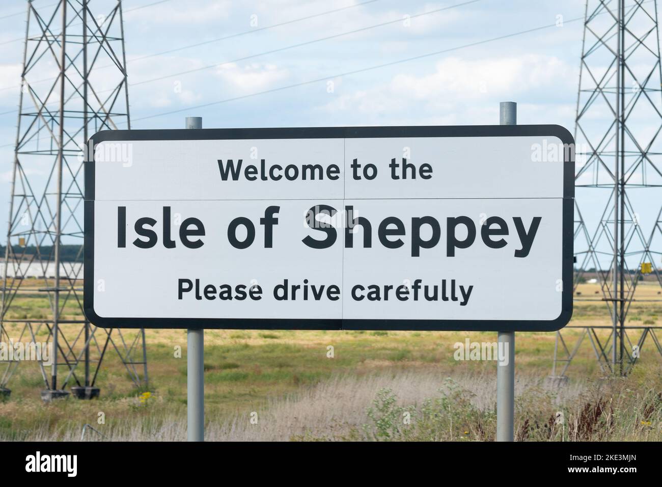 Bienvenue au panneau de l'île de Shepey, Kent, Angleterre, Royaume-Uni Banque D'Images
