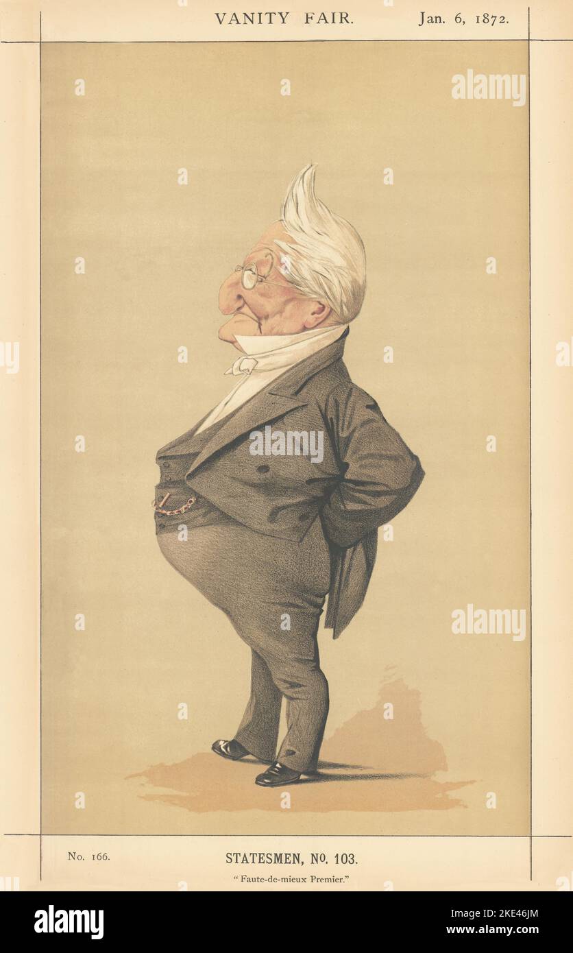 CARICATURE DE L'ESPION VANITY FAIR Louis Adolphe Thiers 'Faute-de-mieux Premier' 1872 Banque D'Images