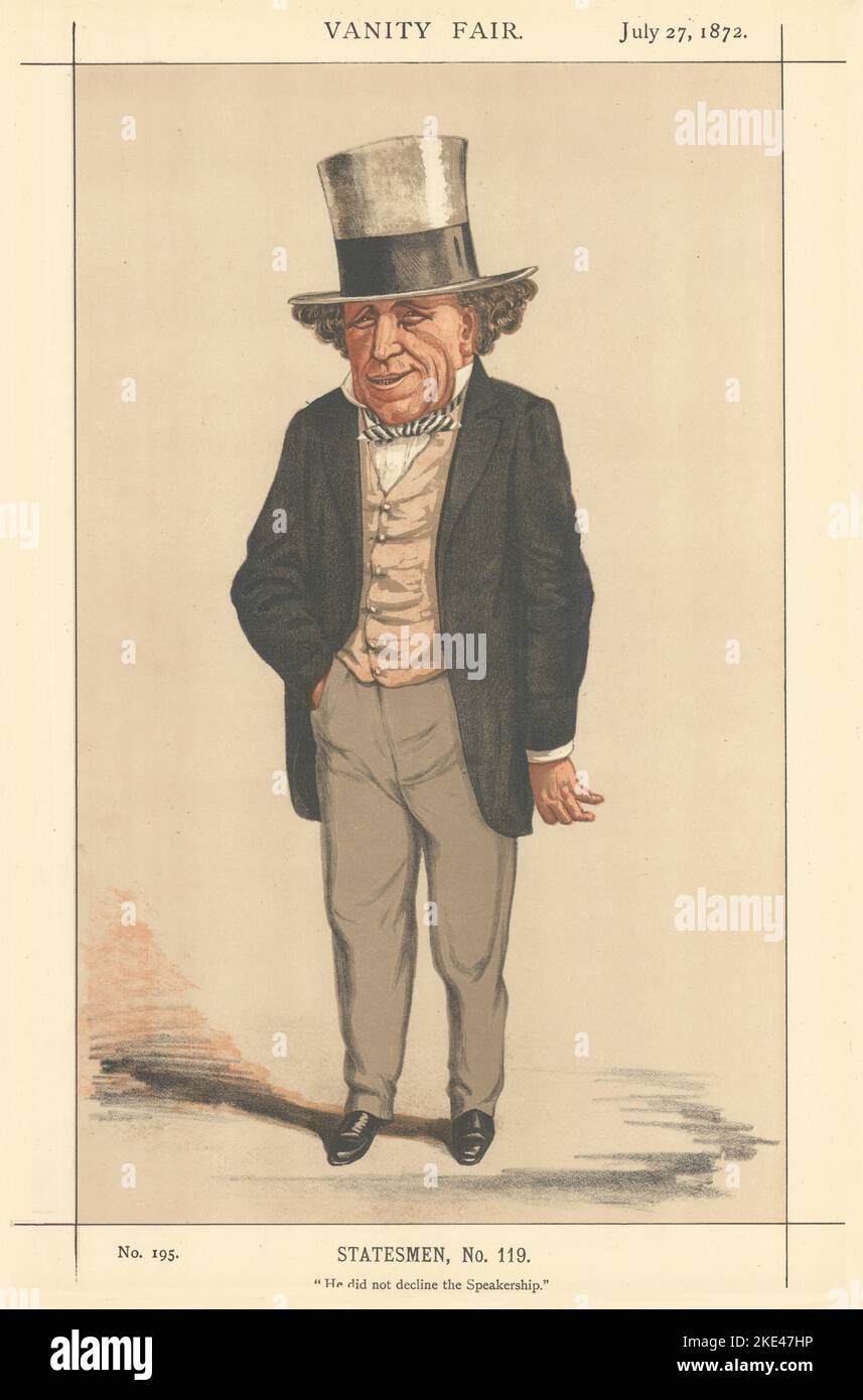 LE DESSIN ANIMÉ Edward Bouverie, UN ESPION DE VANITY FAIR. Il n'a pas diminué le Speakership 1872 Banque D'Images
