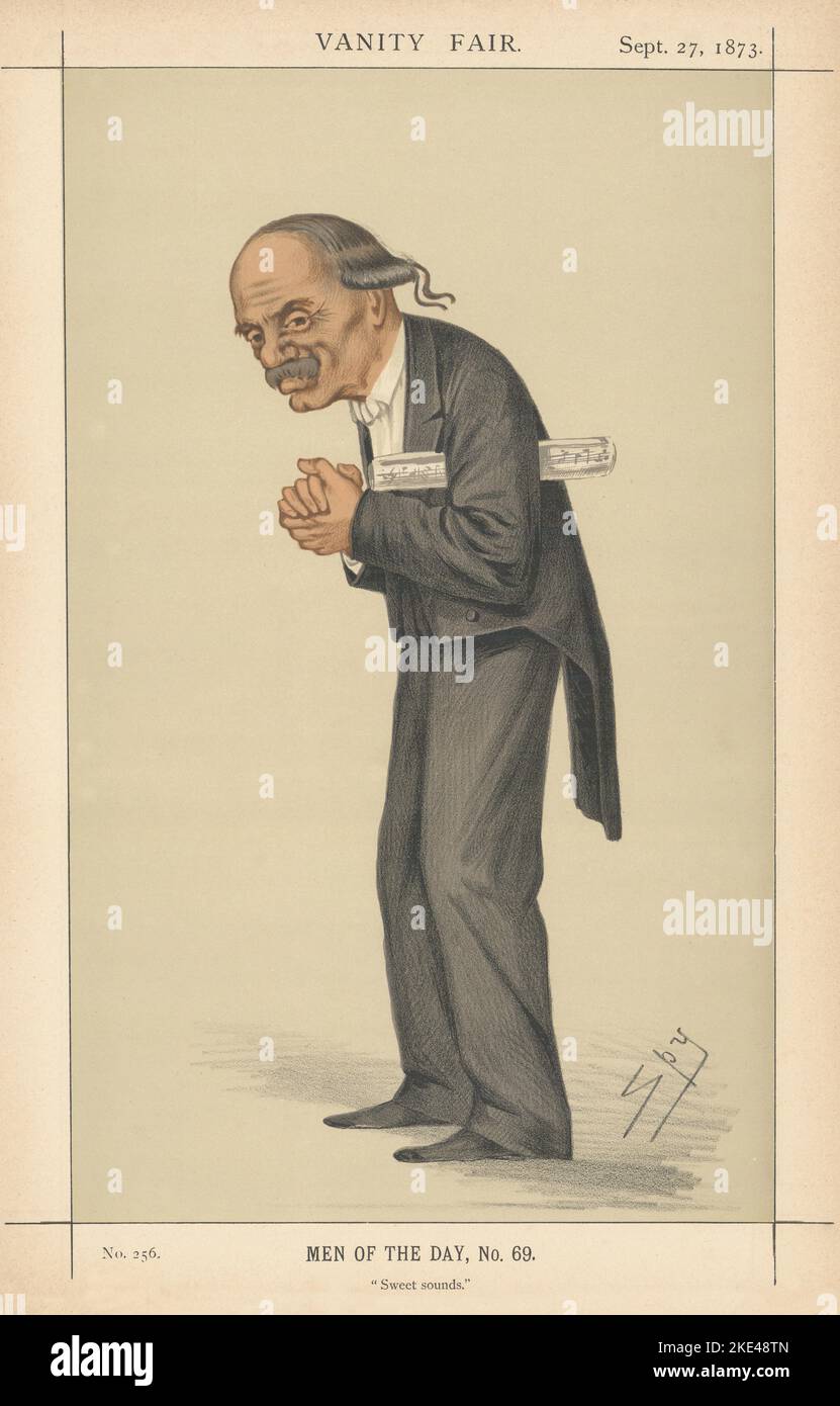 VANITY FAIR SPY CARICATURE Sir Julius Benedict « Sweet Sounds » Music 1873 imprimé Banque D'Images