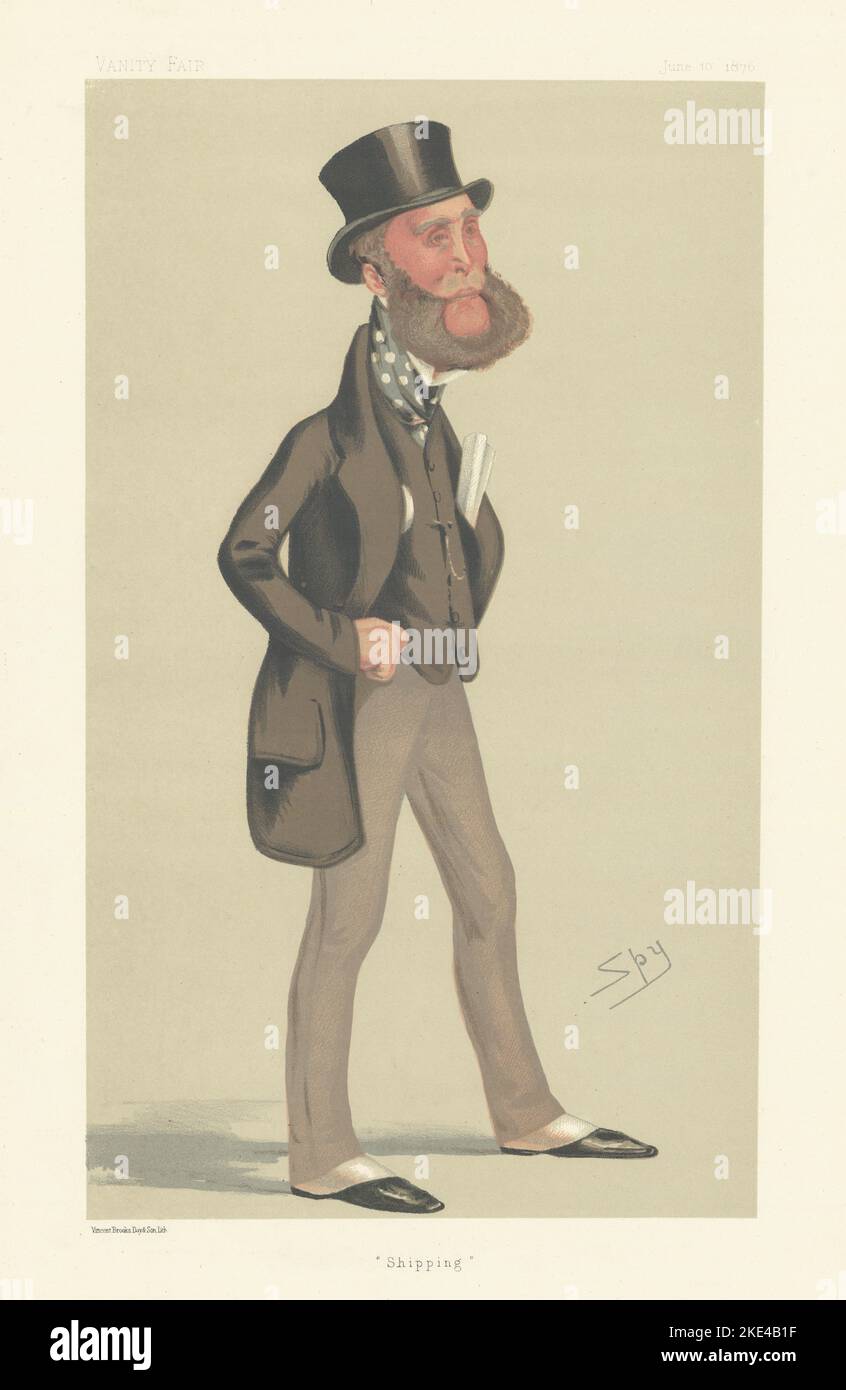 LE DESSIN ANIMÉ de L'ESPION VANITY FAIR Lord Eslington « Shripping » Business 1876 Old Print Banque D'Images