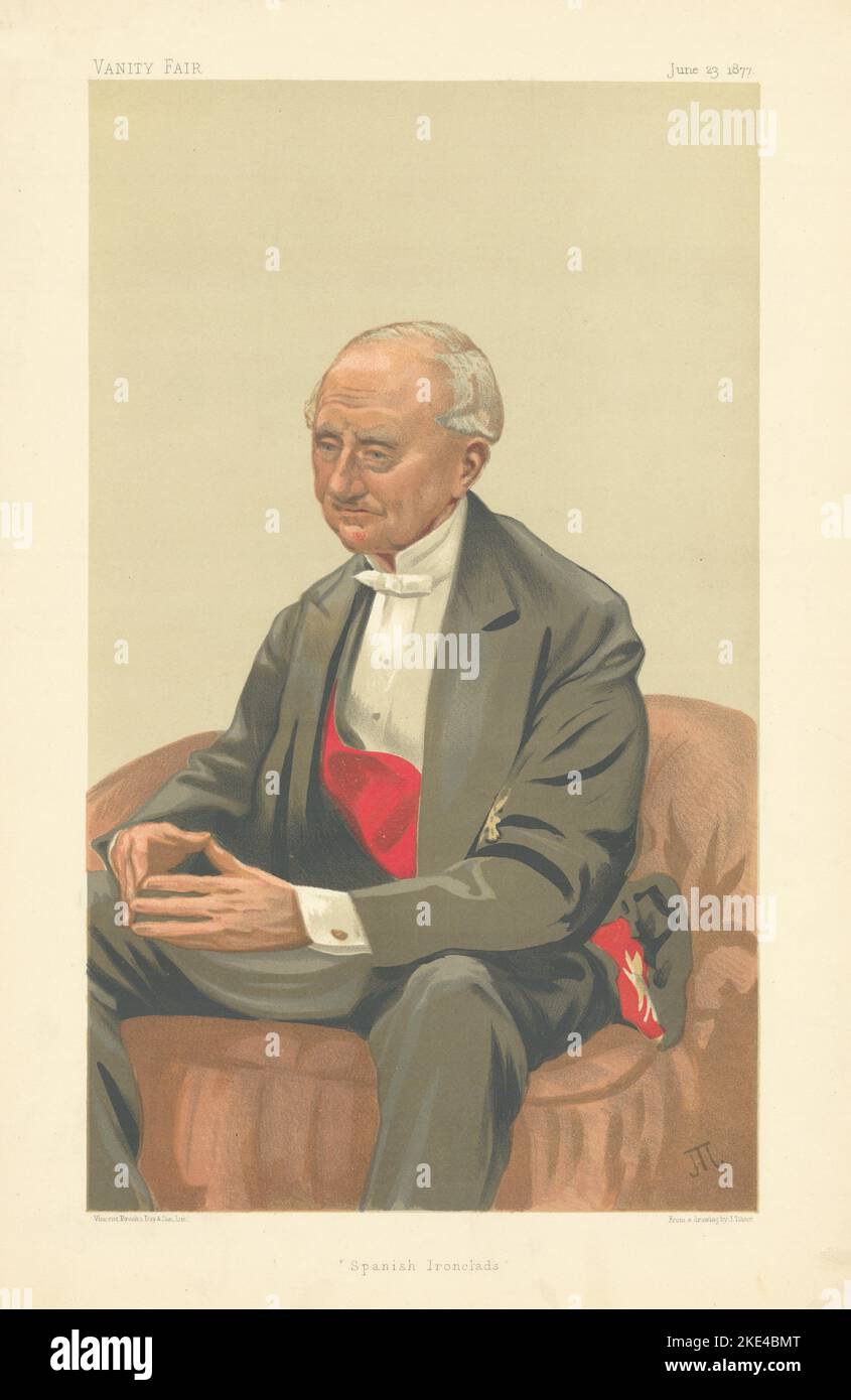 VANITY FAIR SPY CARICATURE Admiral Sir Hastings Yelverton 'Panish Ironclads 1877 Banque D'Images