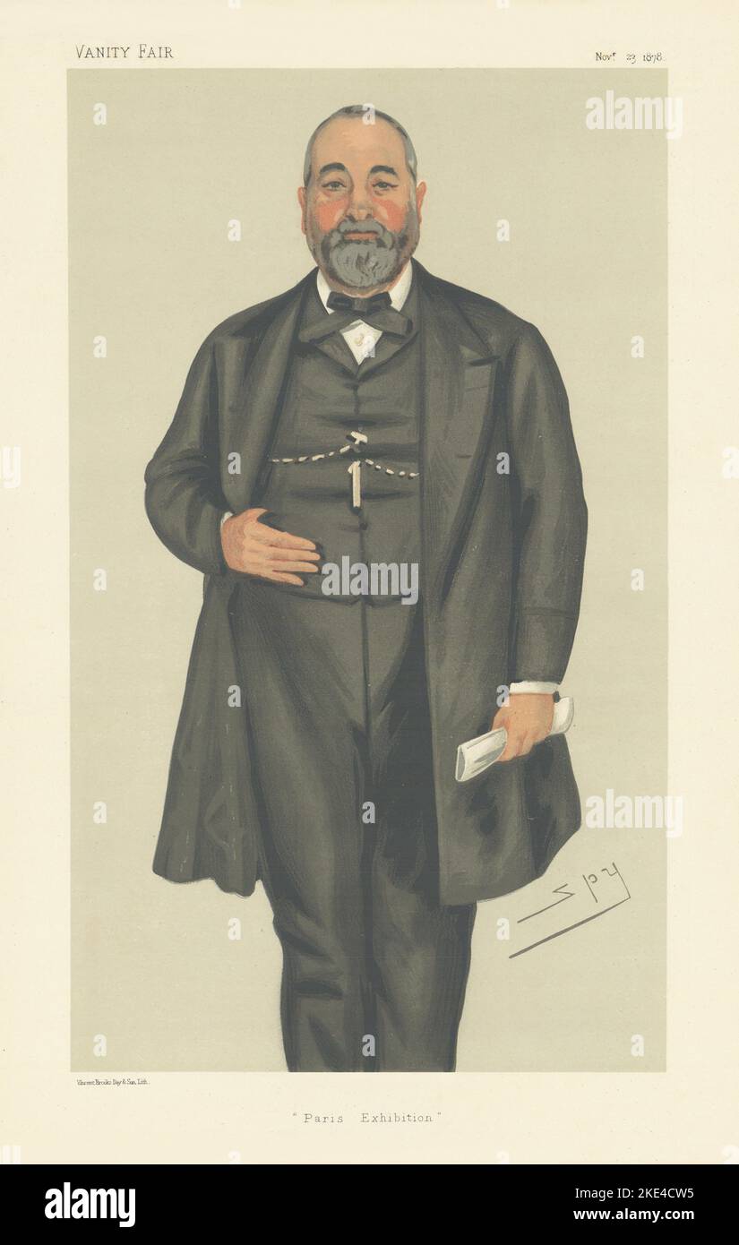 VANITY FAIR SPY CARICATURE Philip Cunliffe Owen 'exposition de Paris' Musée V&A 1878 Banque D'Images