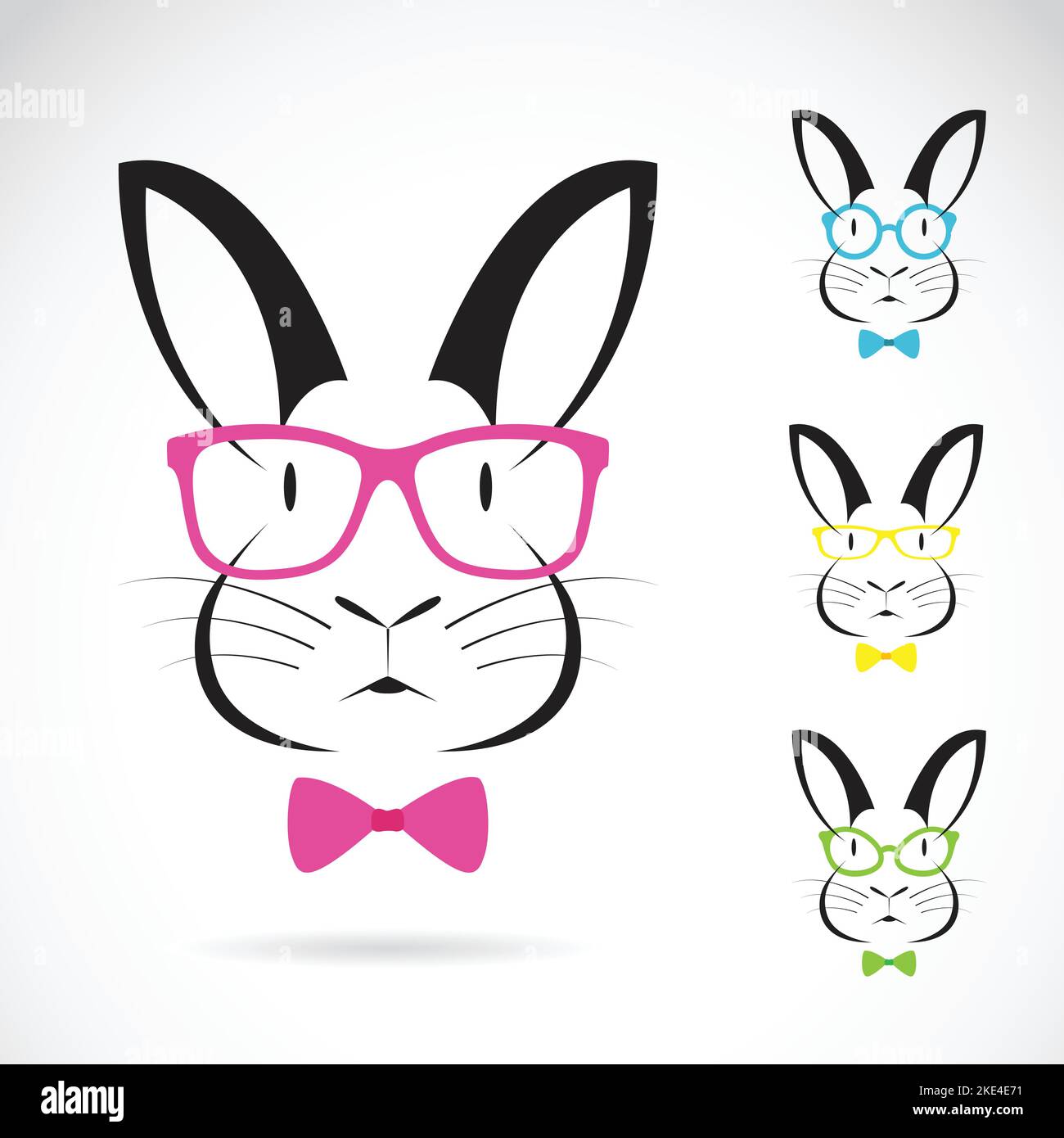 Image vectorielle d'un lapin portant des lunettes sur fond blanc. Illustration vectorielle superposée facile à modifier. Animaux sauvages. Illustration de Vecteur