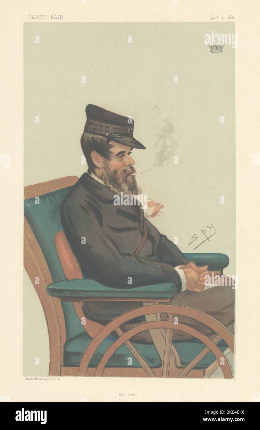 VANITY FAIR SPY CARICATURE le Marquis Conyngham 'Mount' Sailing. Militaire 1881 Banque D'Images