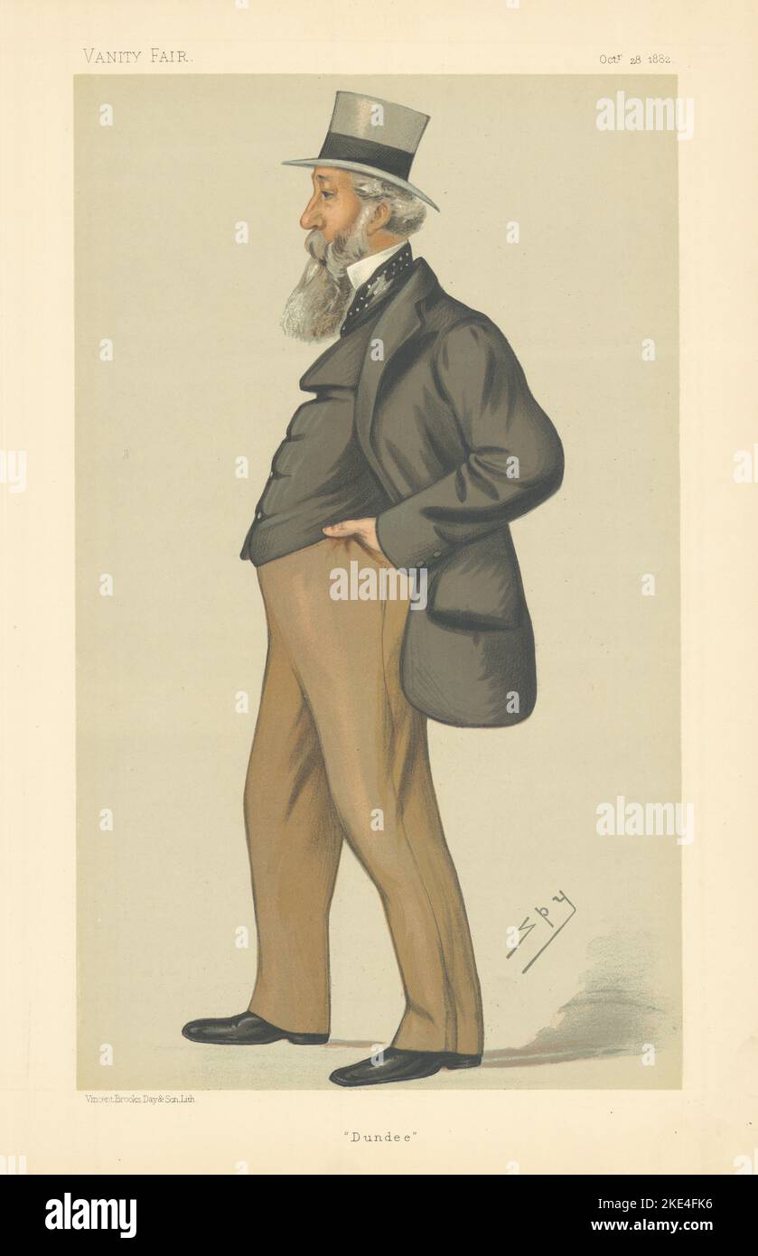 LE DESSIN ANIMÉ DE VANITY FAIR SPY George Armitstead 'Dundee' Scotland 1882 Old Print Banque D'Images