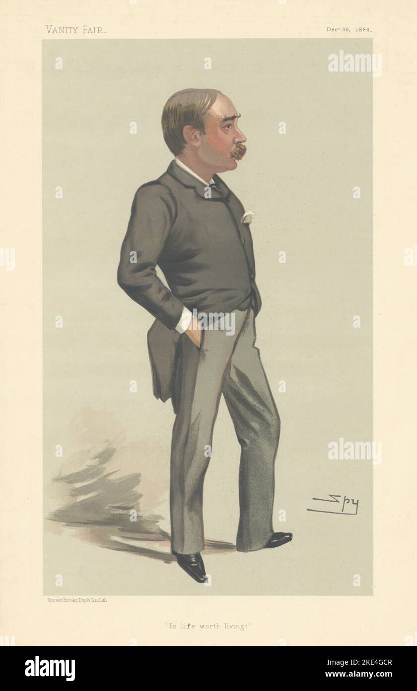 LE DESSIN ANIMÉ William Hurrell Mallock, UN ESPION DE VANITY FAIR, « la vie vaut-elle la peine d'être vécue ? » 1882 Banque D'Images