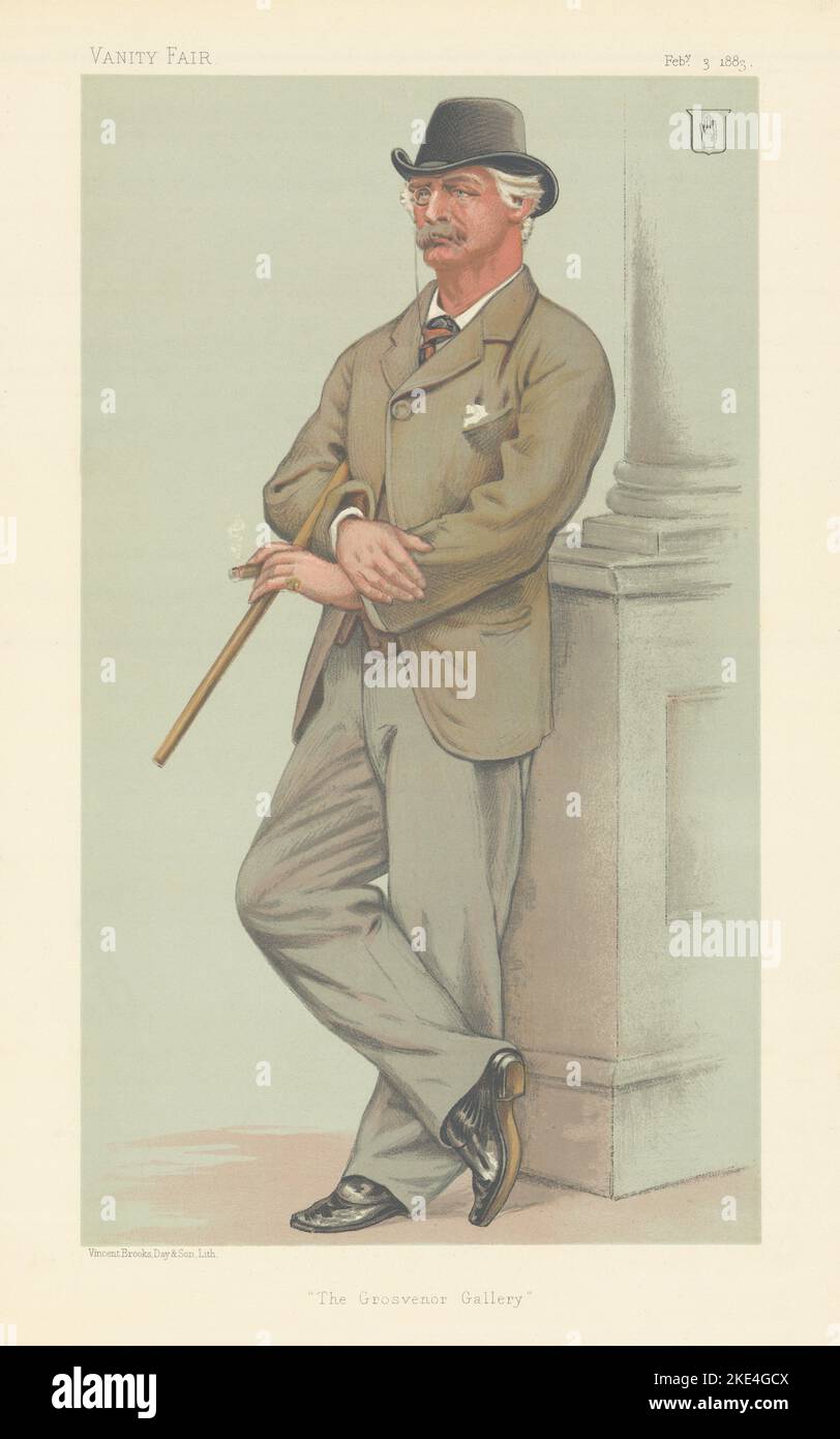 VANITY FAIR SPY CARICATURE Coutts Lindsay de Balcarres 'The Grosvenor Gallery' 1883 Banque D'Images