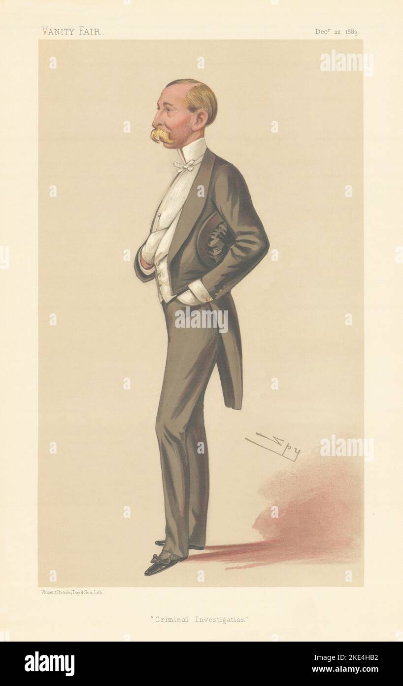 VANITY FAIR ESPION CARICATURE C.E. Howard Vincent « police d'enquête criminelle » 1883 Banque D'Images