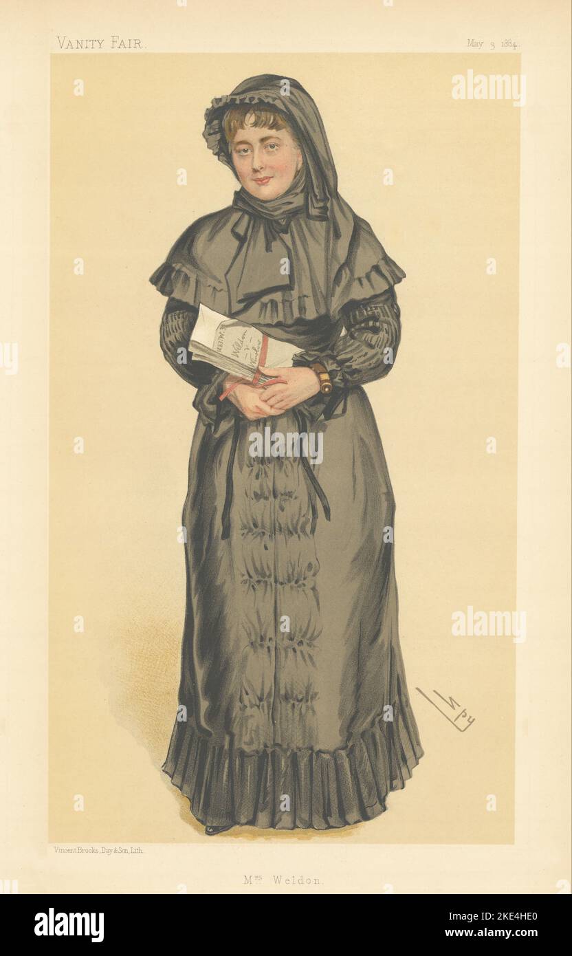 VANITY FAIR SPY CARICATURE Mme Georgina Weldon 'Mrs Weldon' Ladies 1884 Old print Banque D'Images