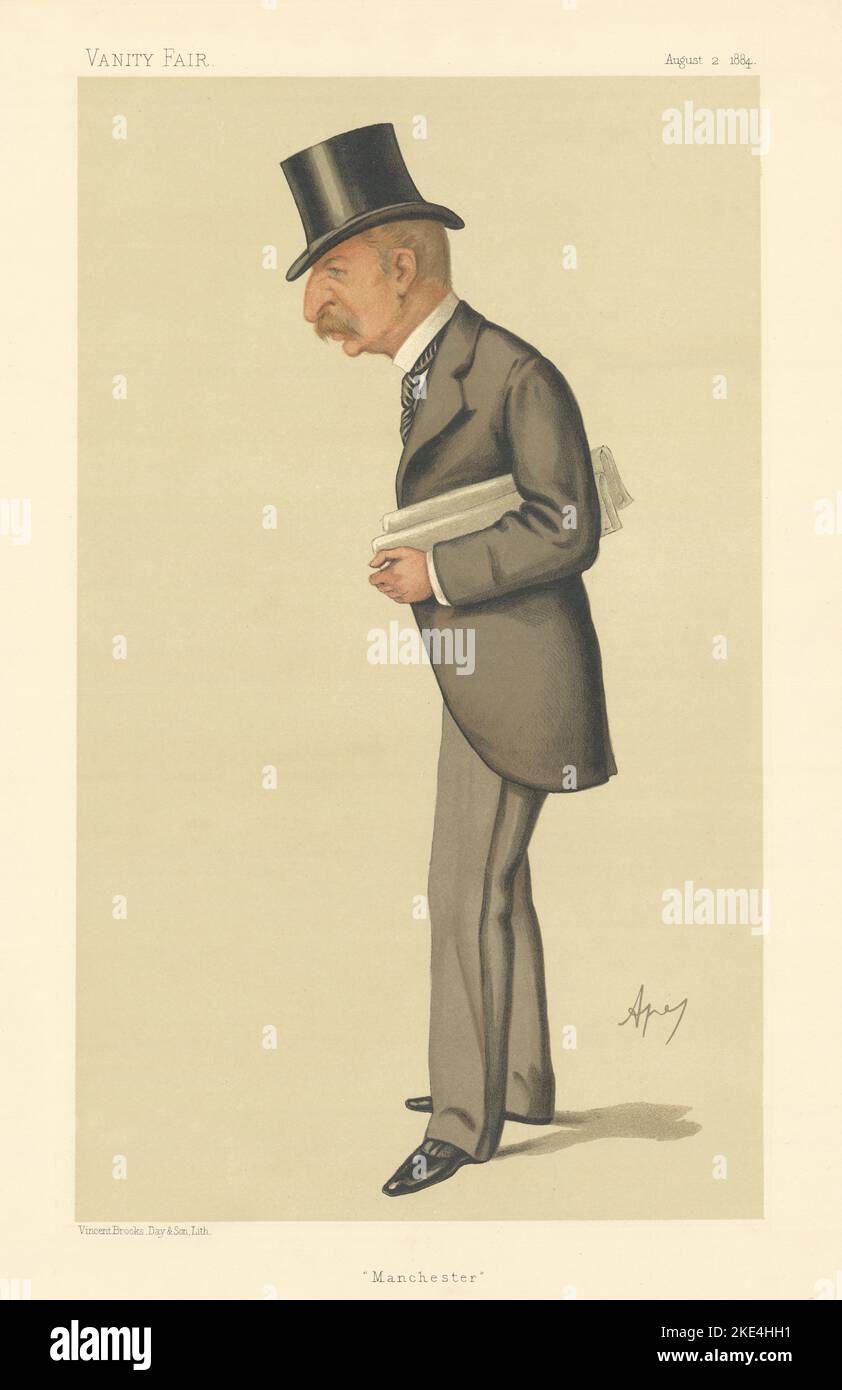 LE DESSIN ANIMÉ de JOHN Slagg, un ESPION DE VANITY FAIR, « Wanchester » Lancs. Par APE 1884 vieux imprimé Banque D'Images