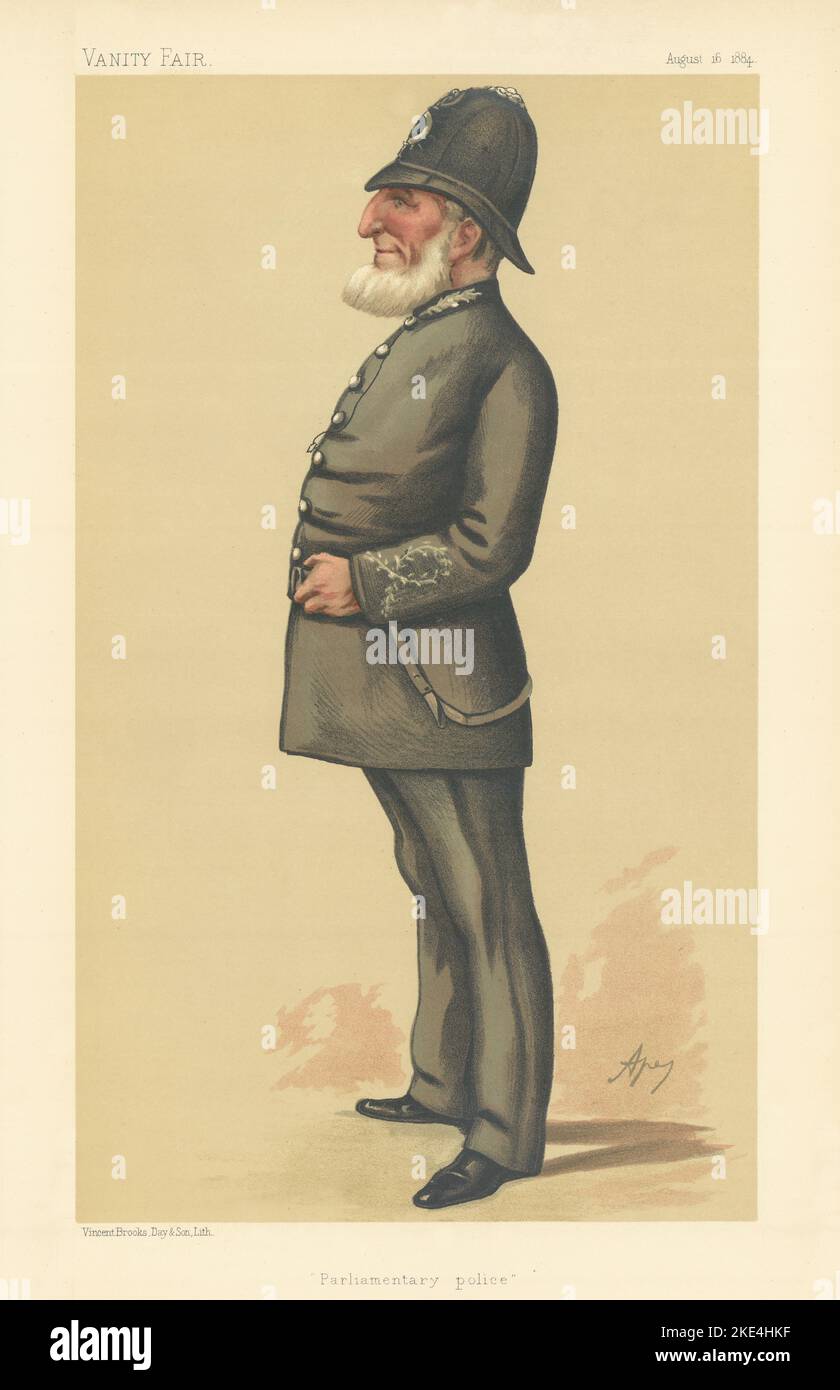 VANITY FAIR SPY CARICATURE Inspecteur Ebenezer Denning 'police parlementaire' 1884 Banque D'Images