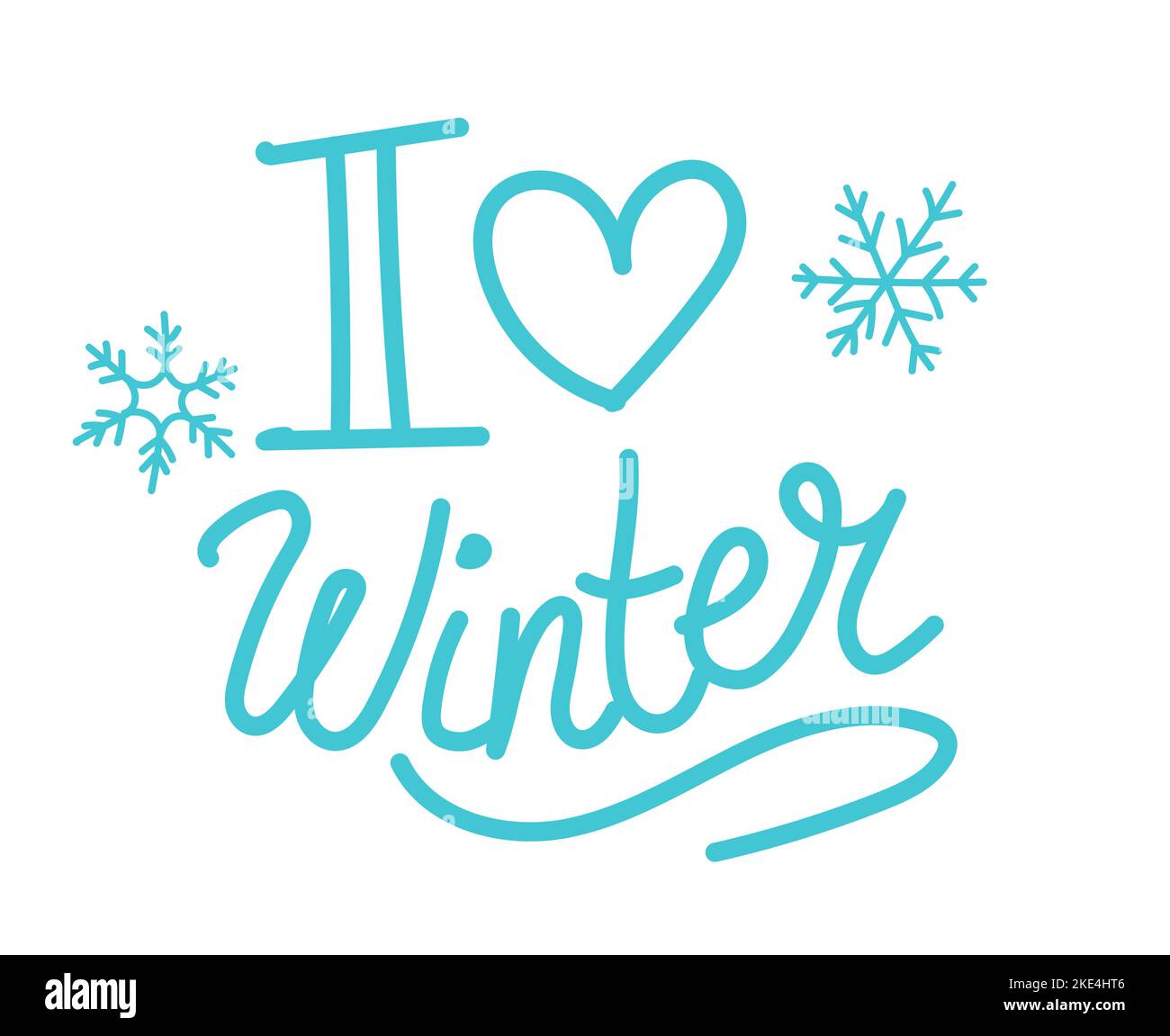 J'adore les lettres hivernales. Logo et emblème d'hiver pour invitation, carte de vœux, t-shirt, imprimés et affiches. Phrase d'inspiration d'hiver dessinée à la main. Illustration vectorielle Illustration de Vecteur