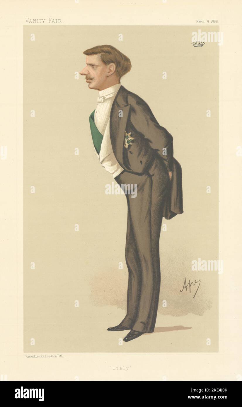 LE DESSIN ANIMÉ Costantino de VANITY FAIR, comte Nigra 'Italie' par APE. Diplomates 1886 Banque D'Images