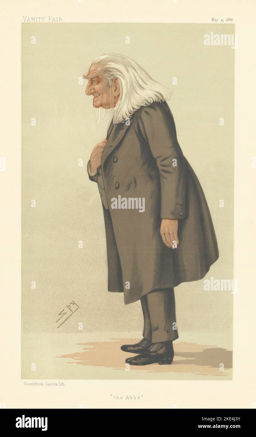 LE DESSIN ANIMÉ DE L'ESPION VANITY FAIR Franz Liszt 'l'Abbé' Music 1886 Old Antique Print Banque D'Images