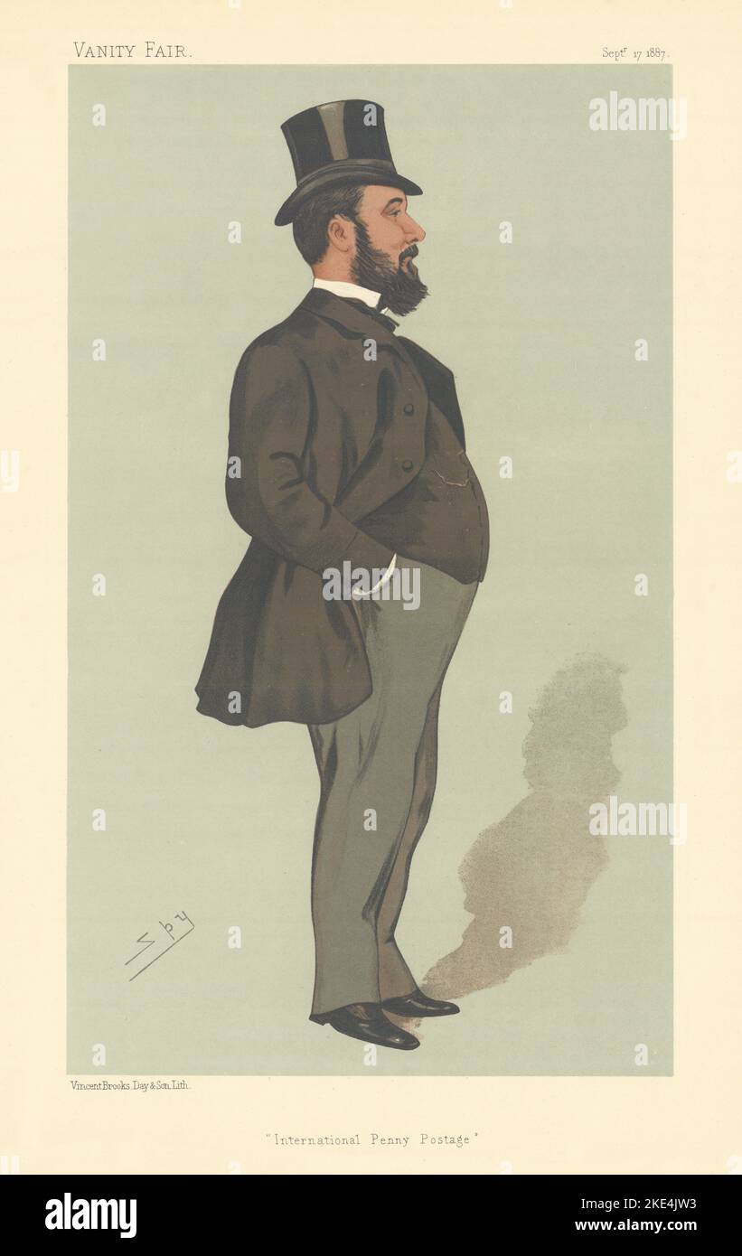 LE DESSIN ANIMÉ DE L'ESPION VANITY FAIR John Henniker Heaton 'International Penny Postage' 1887 Banque D'Images