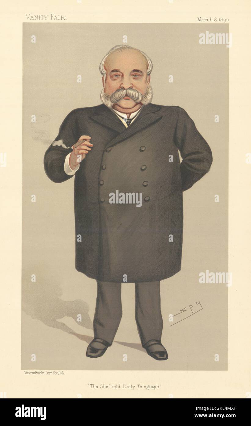 VANITY FAIR SPY CARICATURE WC Leng 'The Sheffield Daily Telegraph' journaux 1890 Banque D'Images