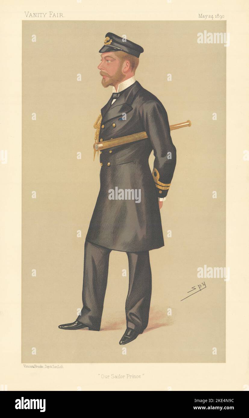 VANITY FAIR ESPION CARICATURE Prince George 'Our Sailor Prince' Royalty 1890 Banque D'Images