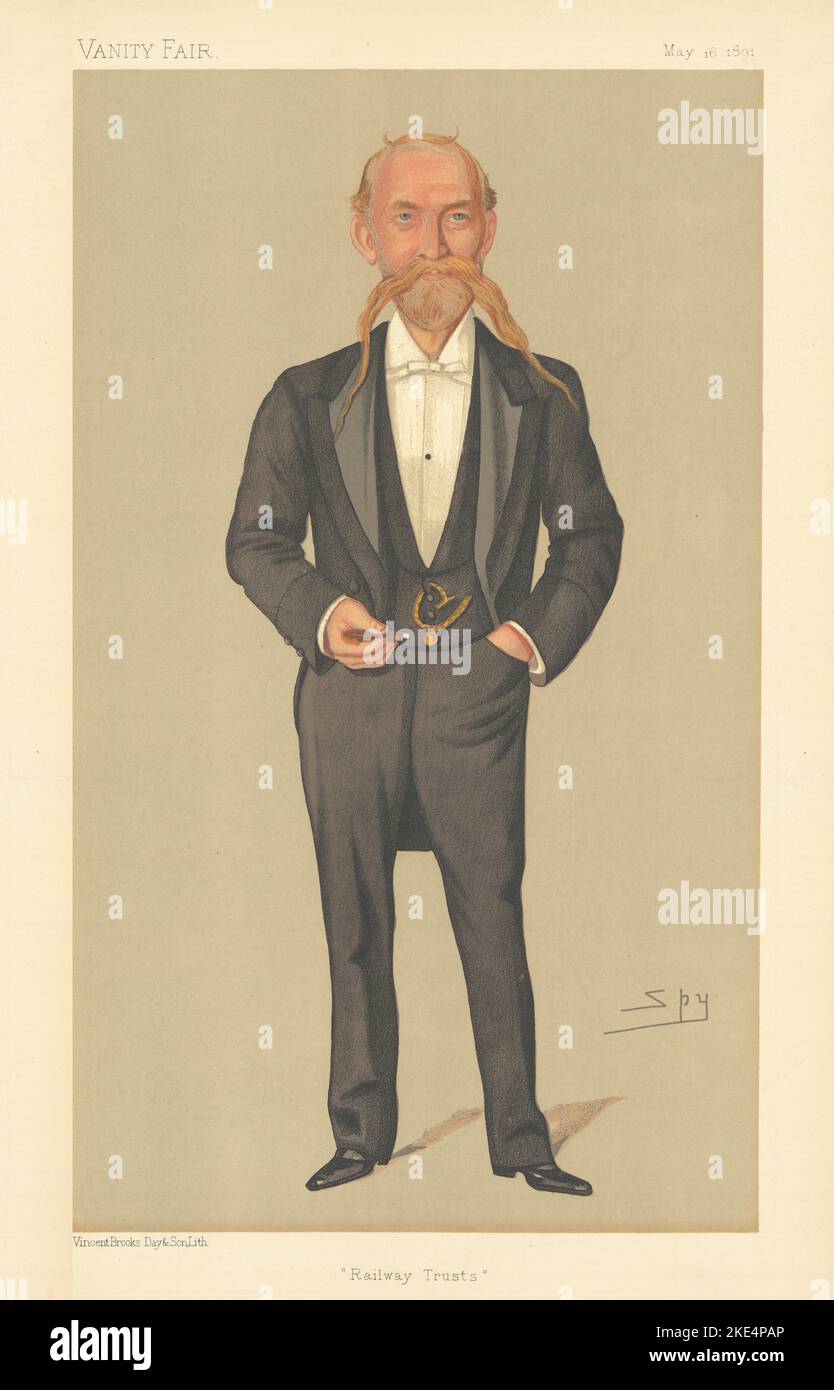 DESSIN ANIMÉ DE VANITY FAIR SPY Capt Francis Pavy 'Railway Trustss' Business imprimé en 1891 Banque D'Images
