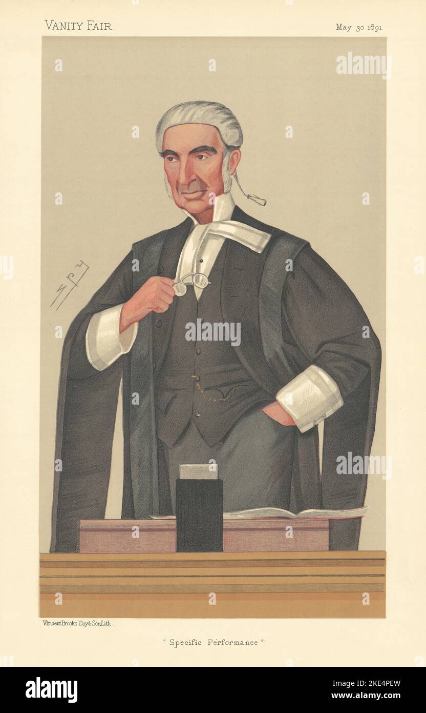 VANITY FAIR SPY CARICATURE Sir Edward Fry 'Specific Performance' Judge. Loi 1891 Banque D'Images