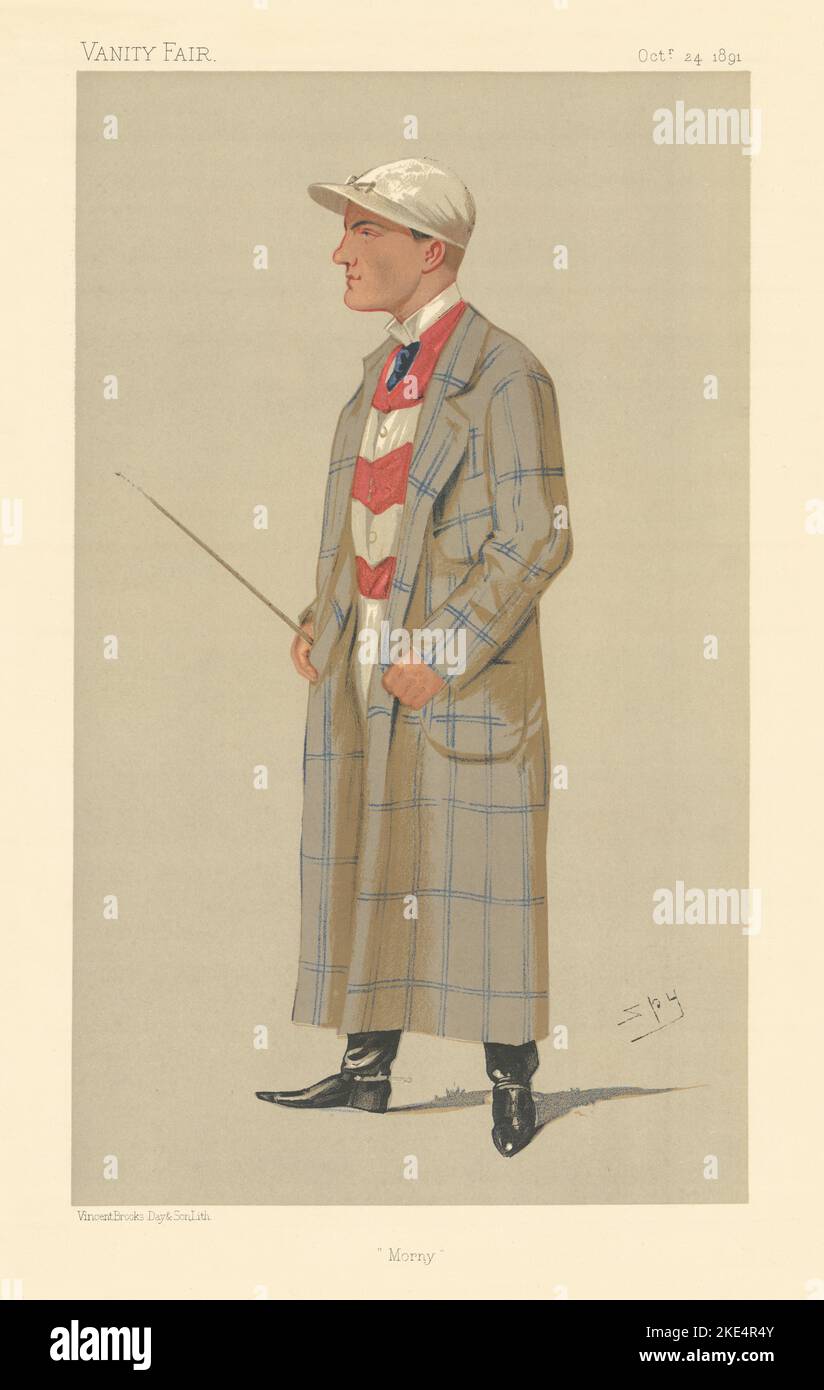 DESSIN ANIMÉ Herbert Mornington Cannon « Morny » Jockey 1891 imprimé VANITY FAIR Banque D'Images
