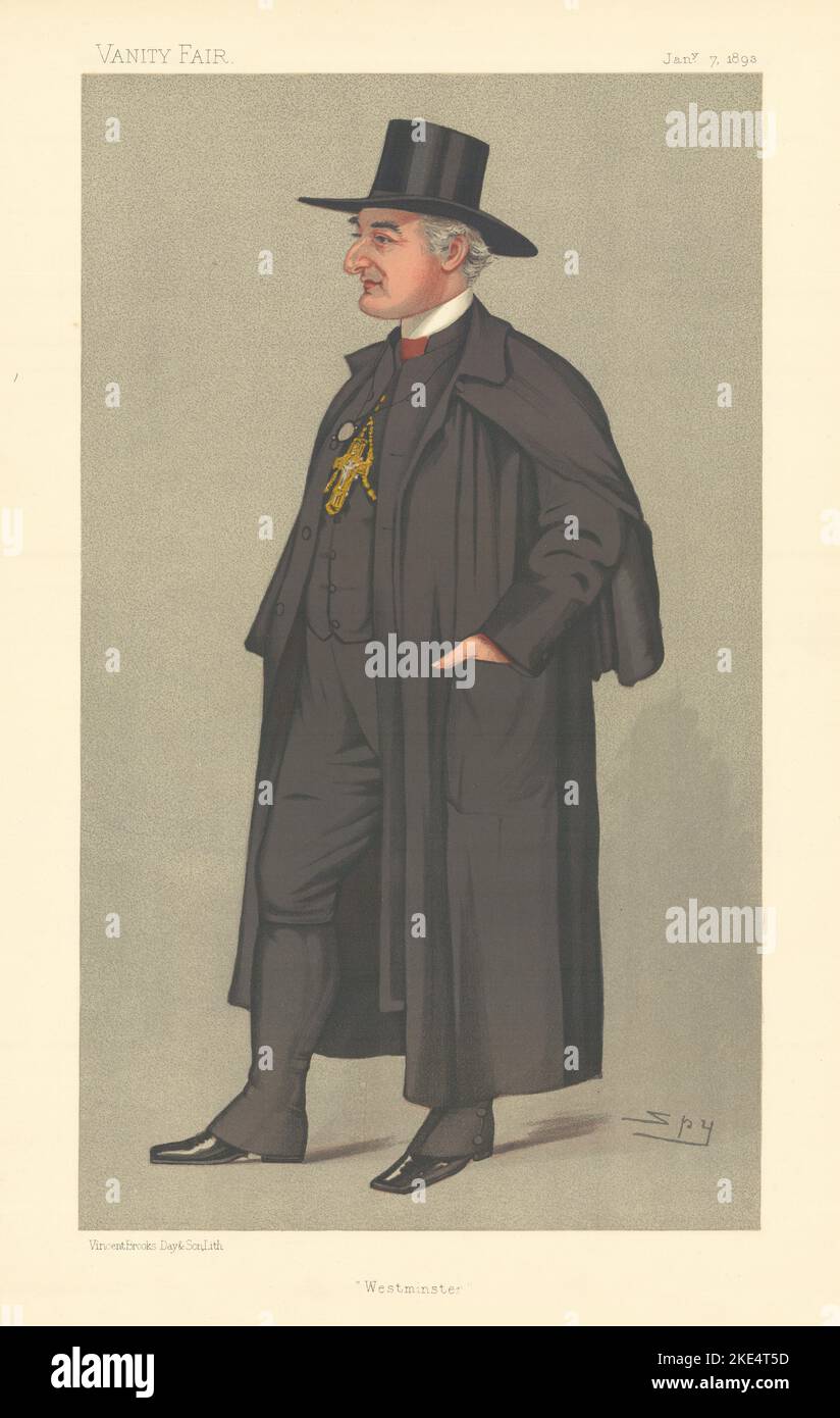 VANITY FAIR ESPION CARICATURE l'archevêque de Westminster. Clergé 1893 vieux imprimé Banque D'Images