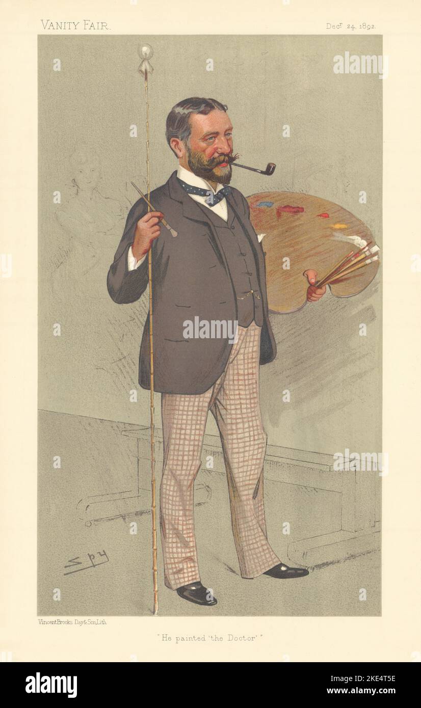 CARICATURE DE L'ESPION DE VANITÉ Samuel Luke Fildes 'il peint 'le Docteur' artiste 1892 Banque D'Images