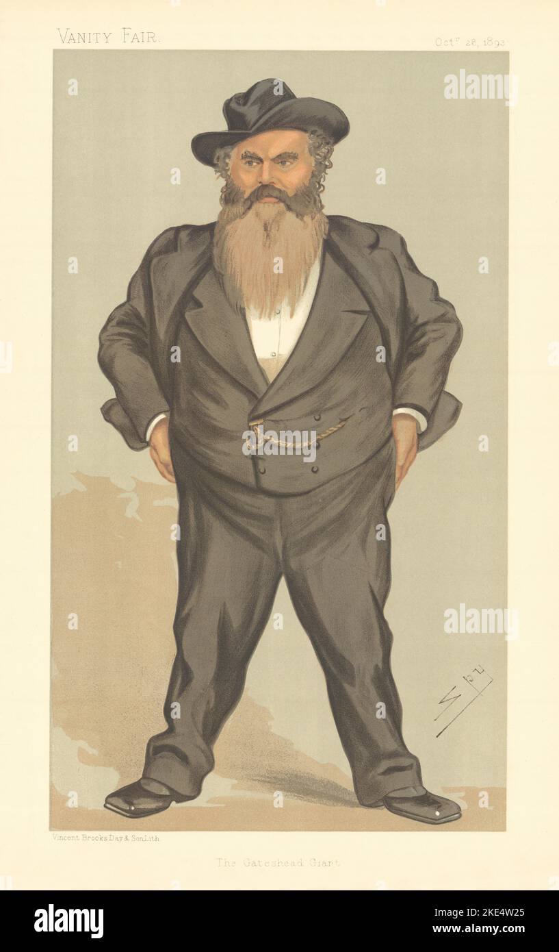 LE DESSIN ANIMÉ William Allan, UN ESPION DE VANITY FAIR, « The Gateshead Giant ». Politique 1893 Banque D'Images
