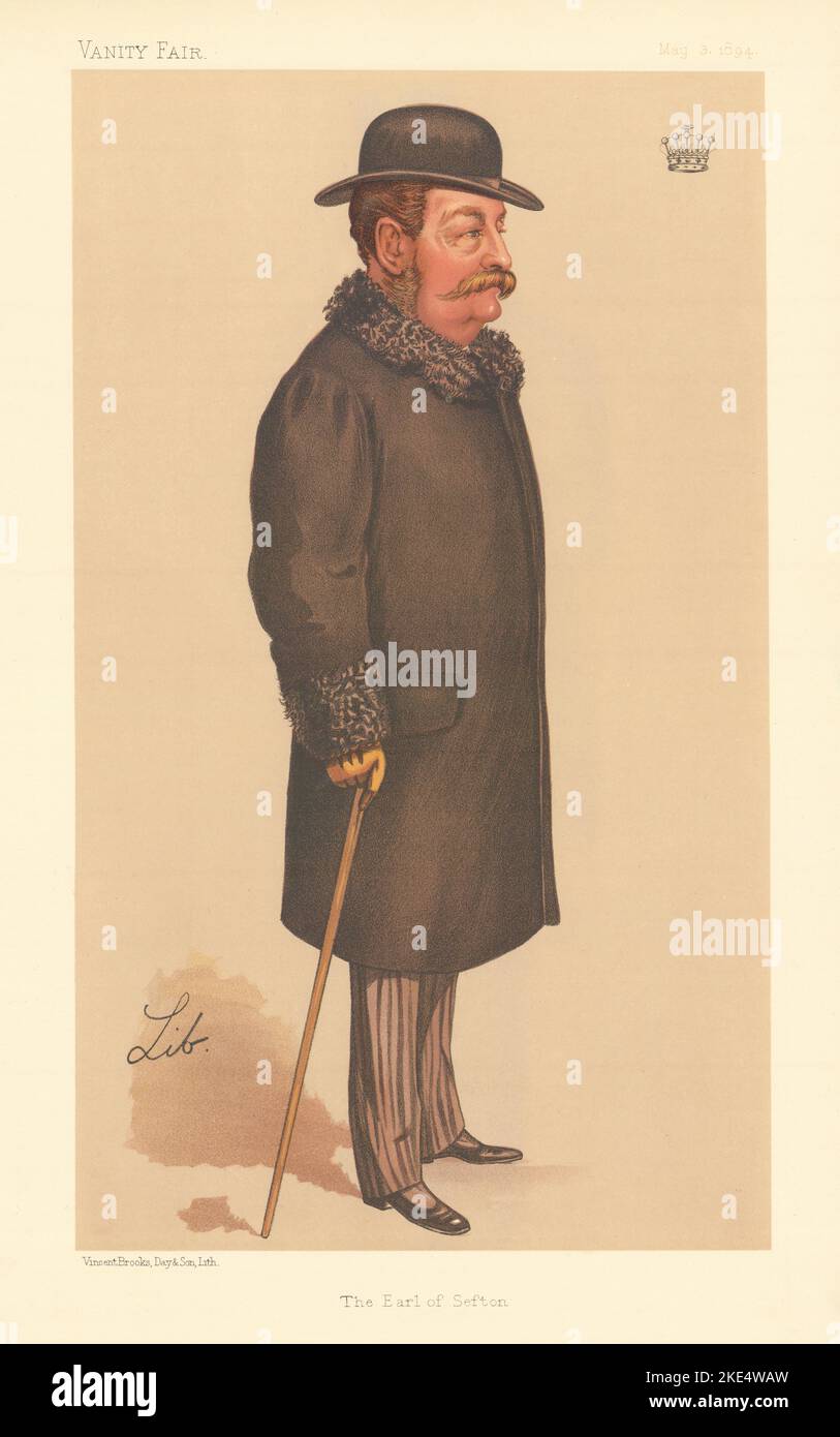 LE comte de Sefton est UNE CARICATURE D'ESPION DE VANITY FAIR. Lancashire. Par Lib 1894 Old print Banque D'Images
