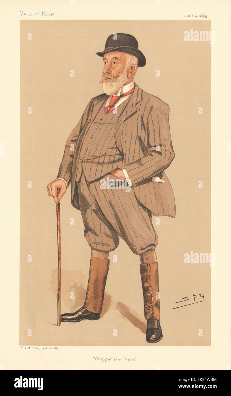 LE DESSIN ANIMÉ DE VANITY FAIR SPY William Montagu Tharp 'Chippenham Park' 1894 Old Print Banque D'Images