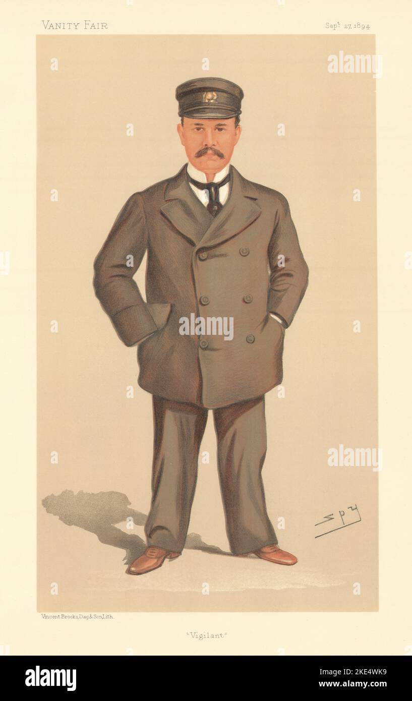 LE DESSIN ANIMÉ de L'ESPION VANITY FAIR George Jay Gould I 'vigilant' Yachting. Chemins de fer 1894 Banque D'Images