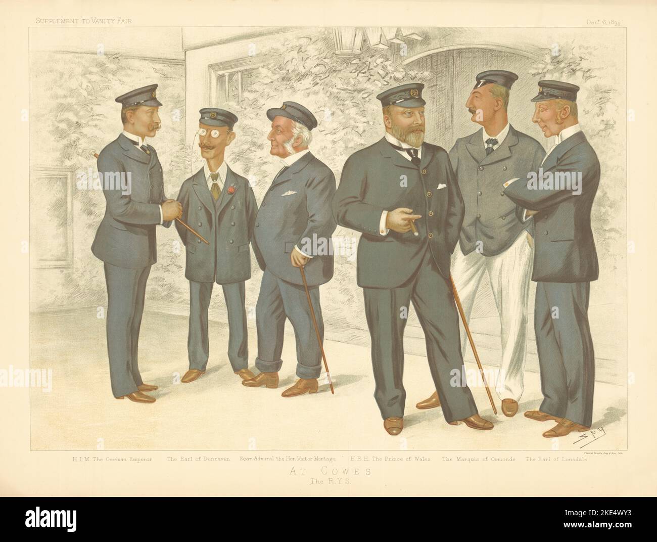 PORTEFEUILLE DE DESSINS ANIMÉS D'ESPION VANITY FAIR. Les RYS à Cowes. Vieux imprimé yachting 1894 Banque D'Images