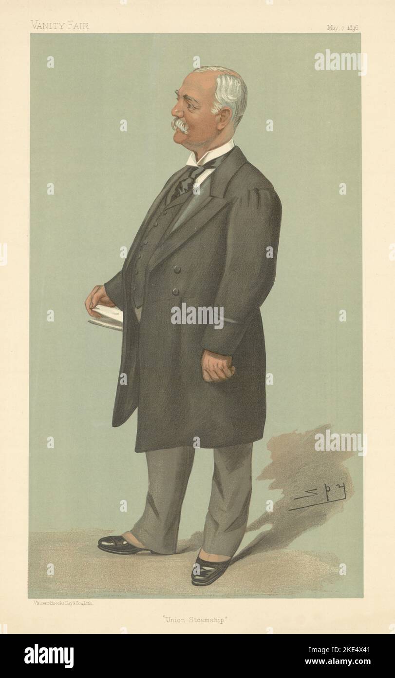 VANITY FAIR SPY CARICATURE Sir Francis Henry Evans 'Union Steamship' Hants 1896 Banque D'Images