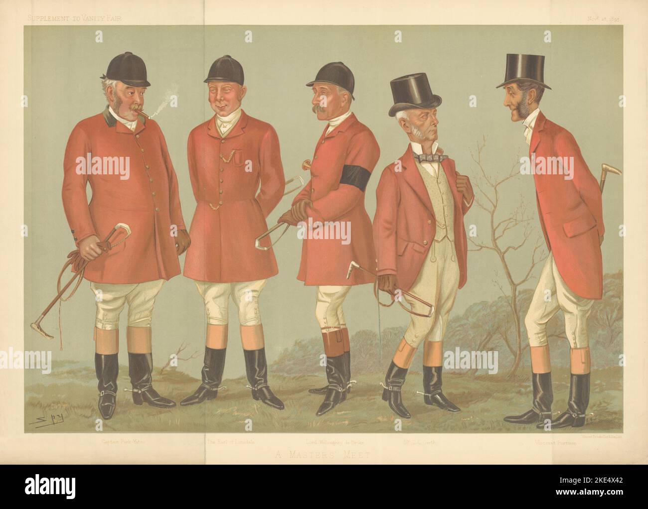 VANITY FAIR SPY DESSIN ANIMÉ FOLIO 'A Masters' Meet' Fox Hounds. Imprimé chasse 1895 Banque D'Images