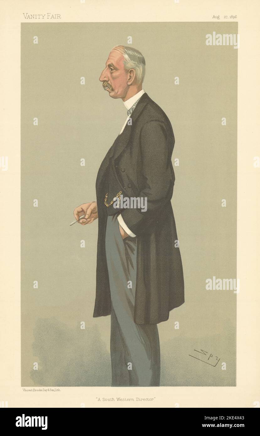 VANITY FAIR ESPION CARICATURE Arthur Edward Guest 'A South Western Director' 1896 Banque D'Images