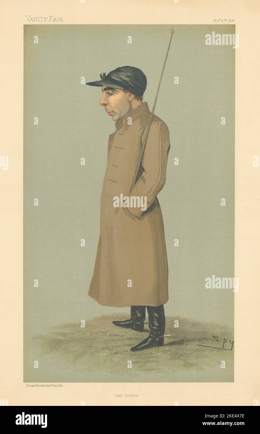 SAM Loates, DESSIN ANIMÉ DE L'ESPION VANITY FAIR. Jockey 1896 ancienne photo d'impression Banque D'Images