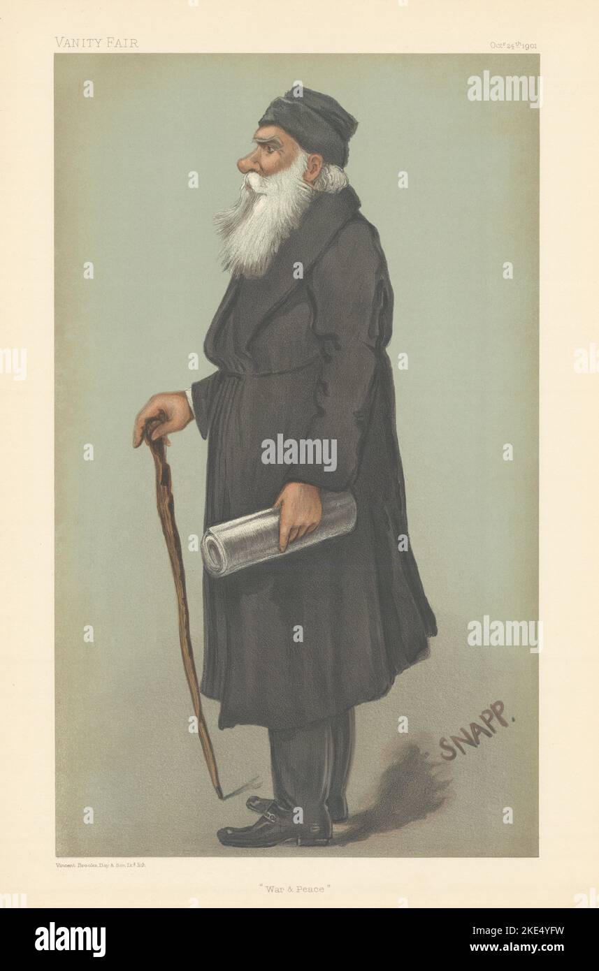 LE CÉLÈBRE PERSONNAGE DE VANITY FAIR SPY Comte Leo Tolstoy, romancier « War & Peace ». Par SNAPP 1901 Banque D'Images