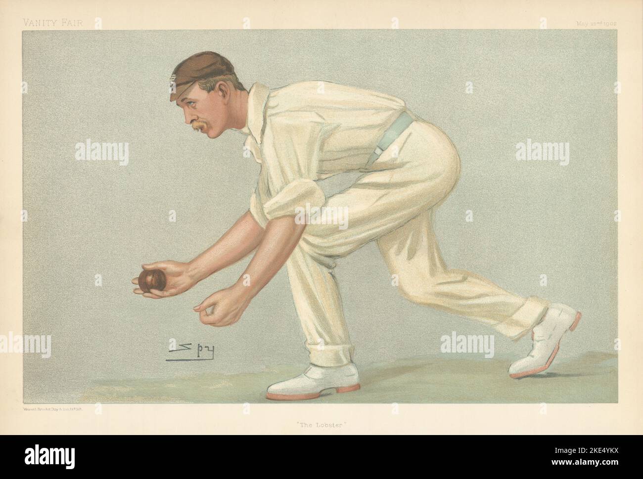 DESSIN ANIMÉ Digby Jephson « The Lobster » Surrey Cricket 1902 imprimé PAR VANITY FAIR SPY Banque D'Images