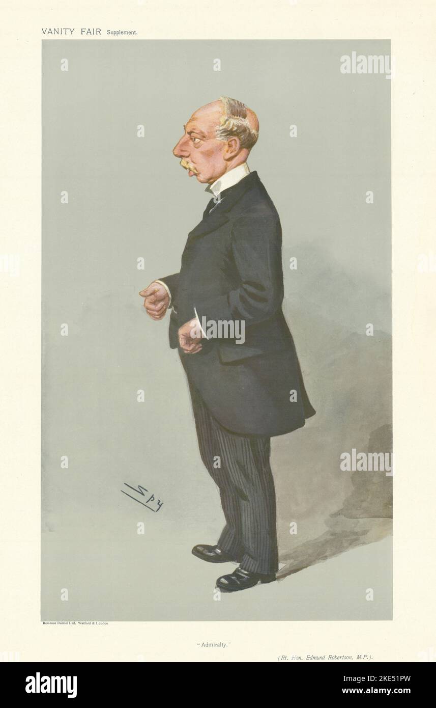 LE DESSIN ANIMÉ DE VANITY FAIR SPY Edmund Robertson 'Admiralty' Scotland 1907 Old Print Banque D'Images