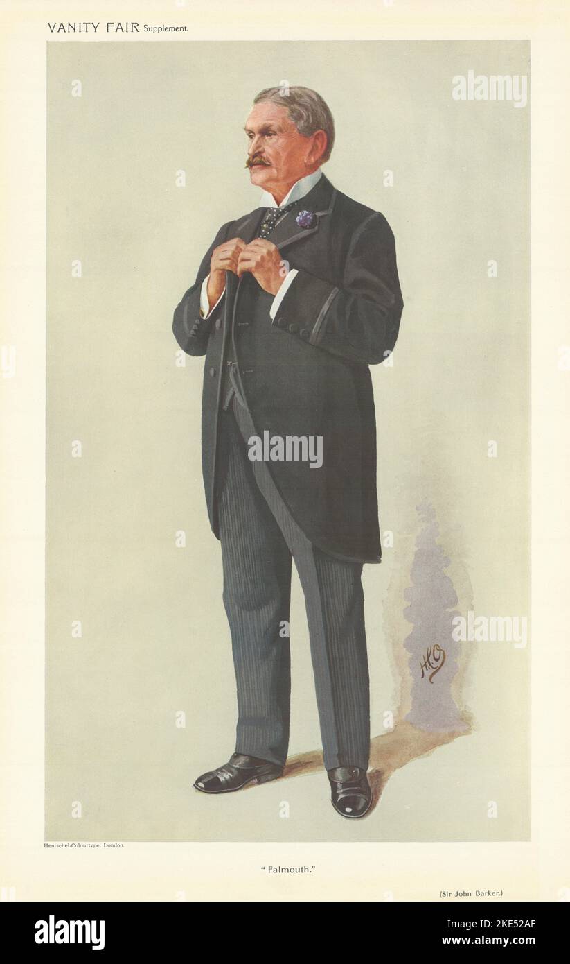 VANITY FAIR SPY CARICATURE Sir John Barker 'Falmouth' MP. Grand magasin 1910 Banque D'Images