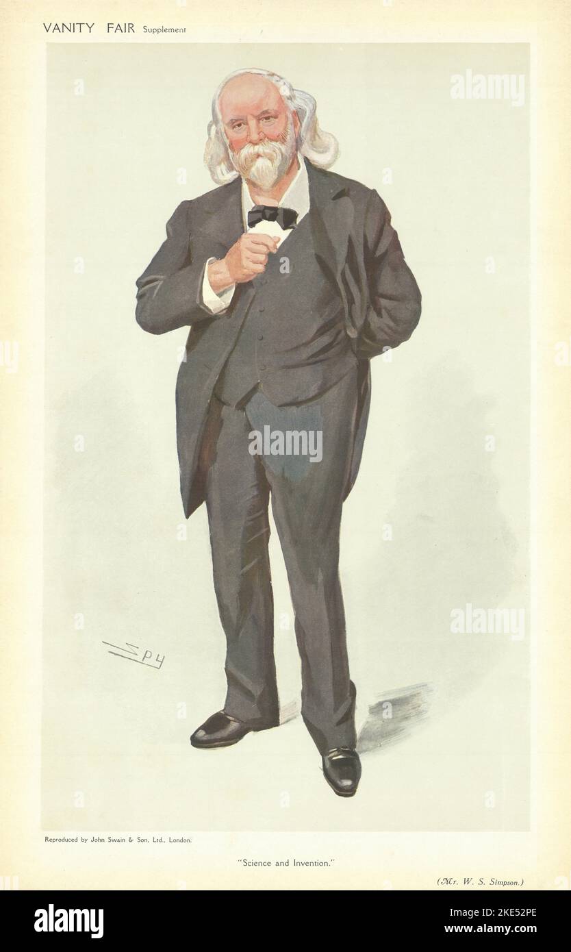 WILLIAM Speirs Simpson, DESSIN ANIMÉ DE VANITY FAIR, « Science & invention » 1910 Banque D'Images