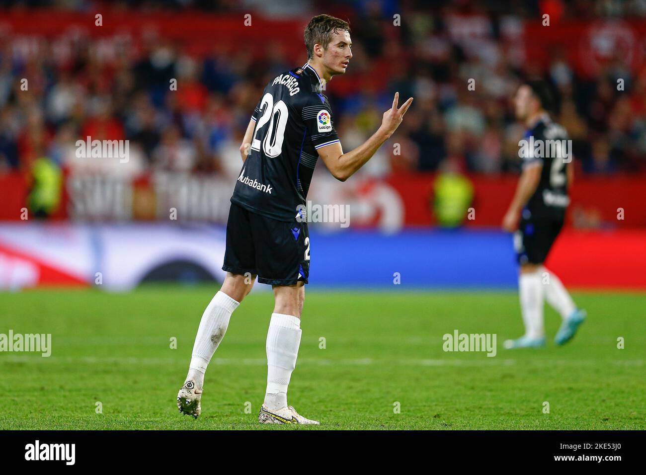 Séville, Espagne, 09/11/2022, Jon Pacheco de Real Sociedad lors du match de la Liga entre Sevilla FC et Real Sociedad joué au Stade Sanchez Pizjuan sur 9 novembre 2022 à Séville, Espagne.(photo par Antonio Pozo / PRESSIN) Banque D'Images