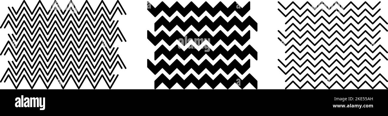Zigzags noirs sur fond blanc. Les lignes fines et épaisses sont des courbes. Vecteur. Les courbes sont sombres. Illustration de Vecteur