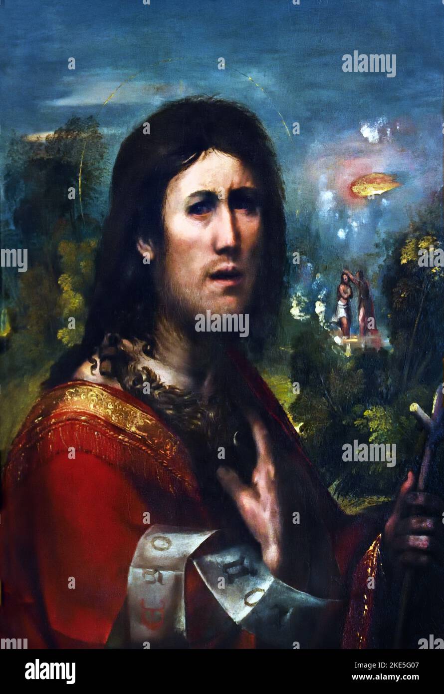 Saint-Jean-Baptiste Giovanni Luteri, également connu sous le nom de Dosso Dossi (1486-87 – Ferrara 1542), Piti place Florence, Italie, Italien. Banque D'Images