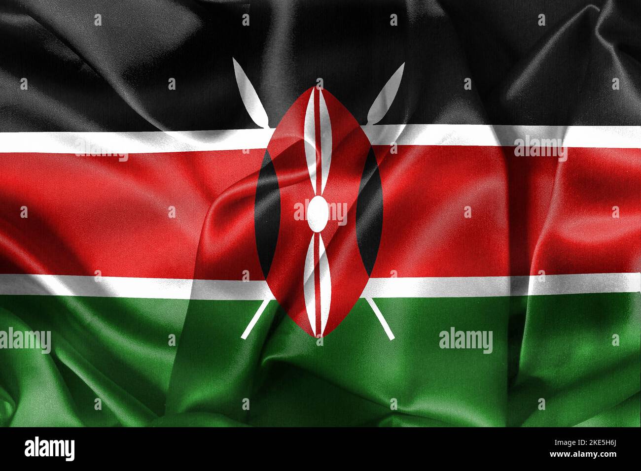 Drapeau du Kenya - drapeau de tissu d'ondulation réaliste Banque D'Images