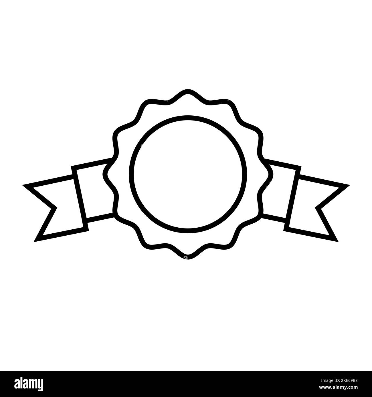 Première place de l'icône de la ligne de prix au symbole Rosette plat Illustration de Vecteur