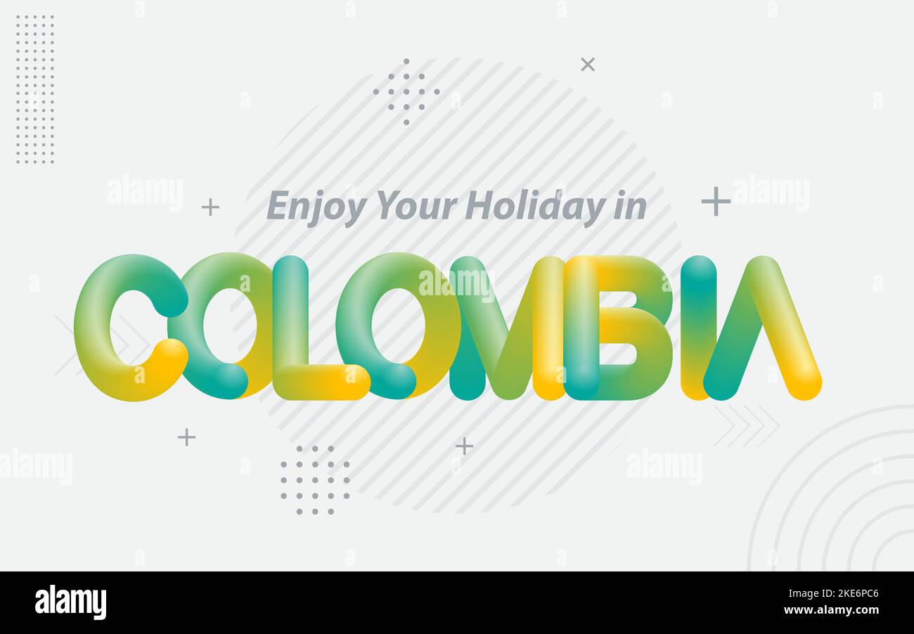 Profitez de vos vacances en Colombie. Typographie créative avec effet 3D Blend Illustration de Vecteur