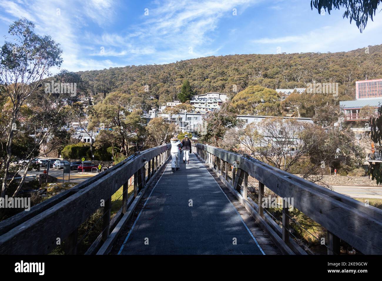Station de ski de Thredbo, située dans le parc national de Kosciuszko, dans les Snowy Mountains de Nouvelle-Galles du Sud, en Nouvelle-Galles du Sud, en Australie. 11/7/22 Banque D'Images